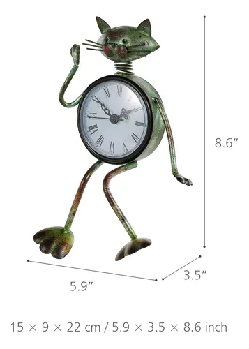 Reloj Vintage Hecho A Mano Con Forma De Gato, Figura De Meta