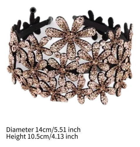 Diadema Ancha, Diadema Con Flores Brillantes, Peine