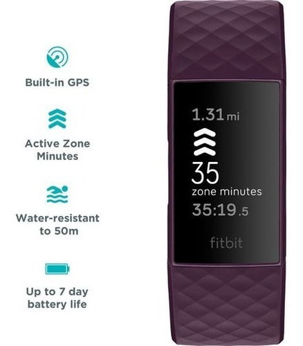Imagen 3 de 8 de Reloj Smartwatch Smartband Fitbit Charge 4 Gps Monitor Cardi