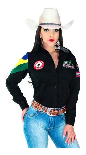 Camisa Country Feminina Radade Barretos Preta + Brinde! | Parcelamento sem  juros