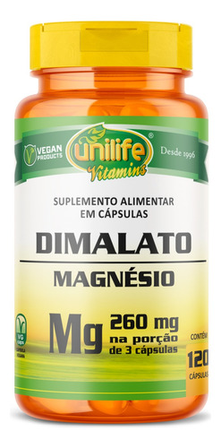 Magnésio Dimalato Unilife Vegano 260mg 120 Cápsulas 