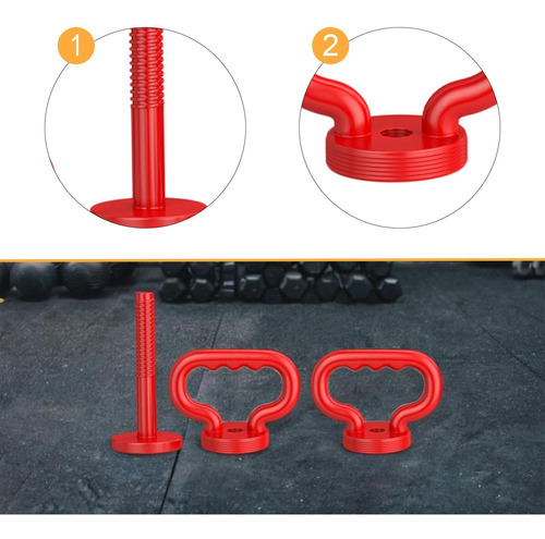 2x Kettlebell Ajustável Por Alças Para Placas De Vermelho