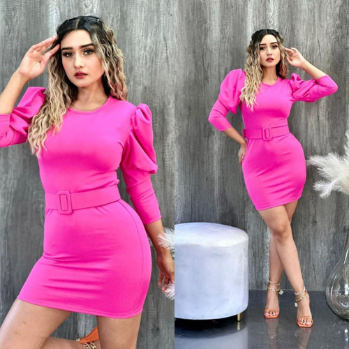 Vestido Mujer Rib Ajustado Corto Casual Moda Dama Elegante