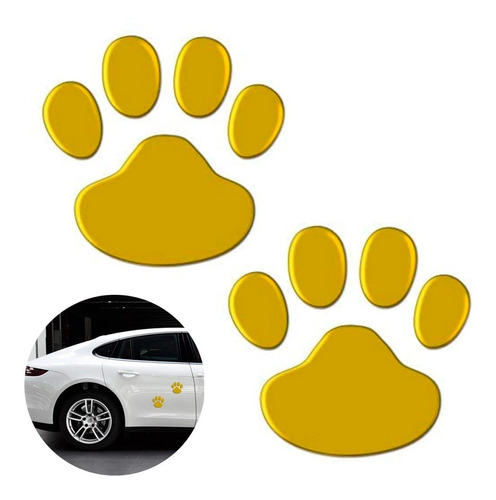 Accesorio Adhesivo Para Carro Huellas Animal 3d Doradas