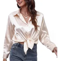 Comprar Blusas De Moda Bonitas Camisa Oversize Satin Manga Larga