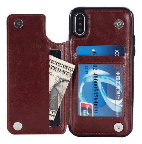B Funda Carcasa Piel Billetera Con Soporte Para iPhone