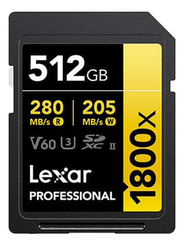 Cartao De Memoria Lexar Professional Gold Series, 512gb Sdxc LSD1800512G-BNNNG