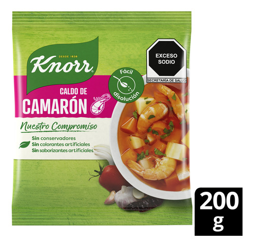Caldo de camarón Knorr bajo en grasa sin conservantes 200g
