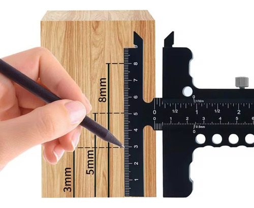 D1t Ruler Metal Slider Ruler Accurate Woodworker Edge Régua