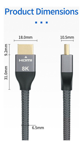 Cable 2.1 48gbps 8k 60hz 4k 120hz Ultra Alta 1.2 Metros