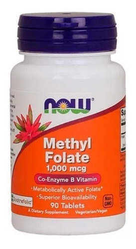 Metil Folato Methyl Folate 1000mcg 90 Tabs - Now Foods Eua