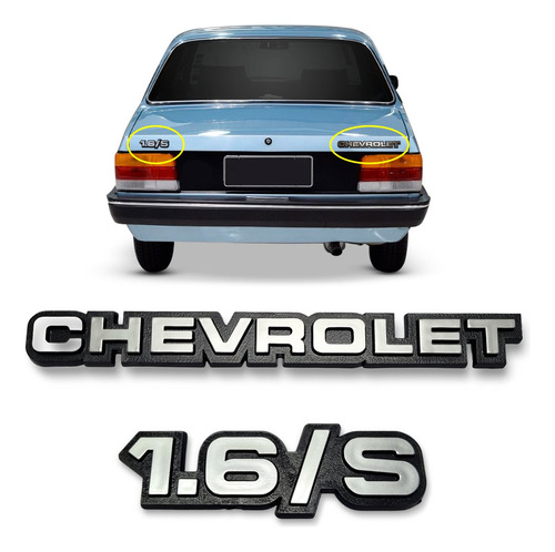 Emblema Traseiro Chevrolet Chevette 1.6/s Prata Adesivo Par