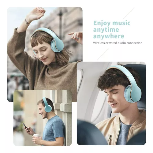  IFECCO - Auriculares inalámbricos Bluetooth sobre la oreja con  micrófono integrado y cable de 0.138 in para modo de auriculares con cable  con cómodas almohadillas suaves de larga duración de batería 
