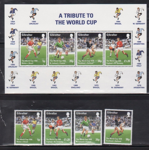 1998 Deportes- Tributo Mundial De Futbol- Gibraltar Mnh