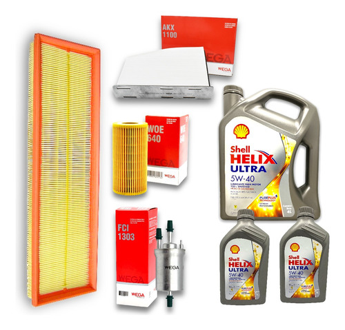 Kit 4 Filtros Wega Y 6l Shell Ultra 5w40 Vw Vento 2.5 Nafta