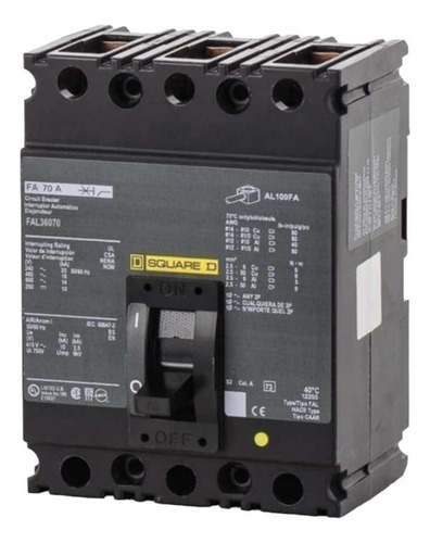 Interruptor Termomagnetico 70 Amperes 3 Polos Square D