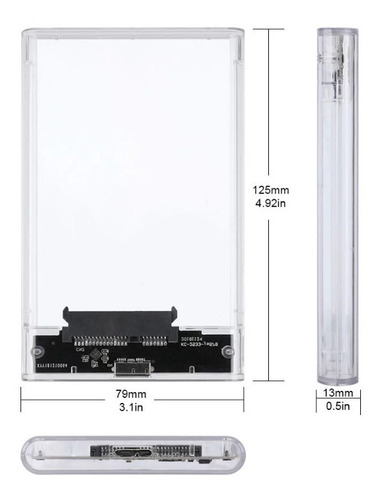 Imagen 6 de 10 de Case Externo Sata Usb 3.0 Transparente Disco Duro Enclosure