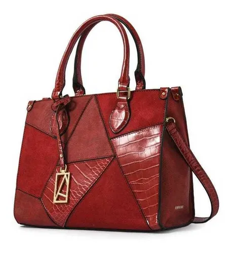 Cartera shopper Amphora Geo de cuero sint tico roja con correa de
