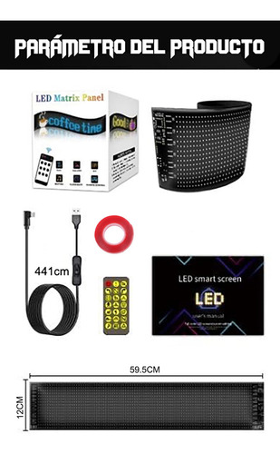 Letrero Led Matrix Flexible Rgb App Control Usb Auto 16x96 Eshopangie