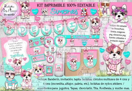 Kit Imprimible Candy Bar Perritos Simones 100% Editable