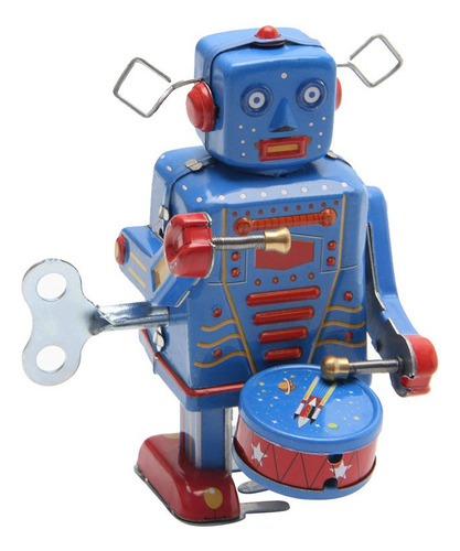 Retro Relojería Wind Up Metal Walking Robot Juguete Vintage