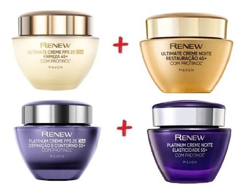 Kit 4 Avon Renew Platinum 60+ E Creme Ultimate Dia E Noite | Frete grátis Kit 4 Avon Renew Platinum 60+ E Creme Ultimate Dia E Noite | Frete grátis