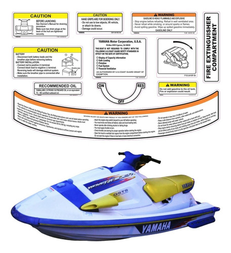 Kit Adesivos Etiquetas Jet Ski Para Yamaha Wave Raider 14817 Cor Amarelo/branco
