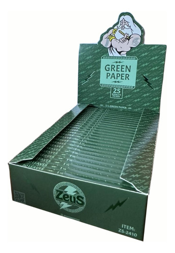 Caja X25 Papelillo Zeus Green 50 Unidades 1 1/4 78mm