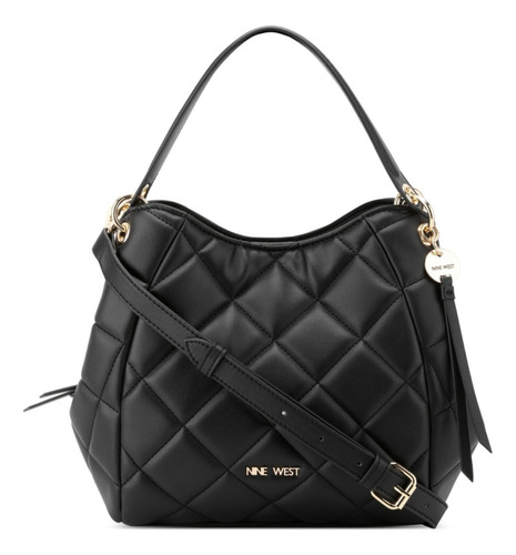 Bolsa Crossbody Para Mujer Nine West Negro Ngq129511 Acabado de los herrajes Oro Diseño de la tela Lisa