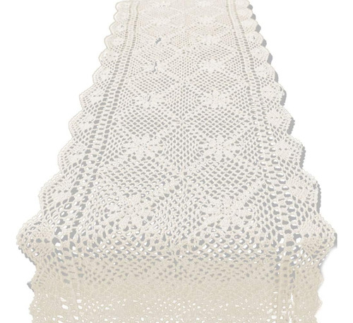 Kepswet 14x48 Pulgadas Beige Algodón Crochet Encaje Camino D