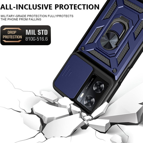 Funda Para Oppo A57/a77 Uso Rudo Cámara Carcasa+mica Azul Oppo A57 4g/5g/ A77 4g/5g/ A57e 4g / A57s 4g