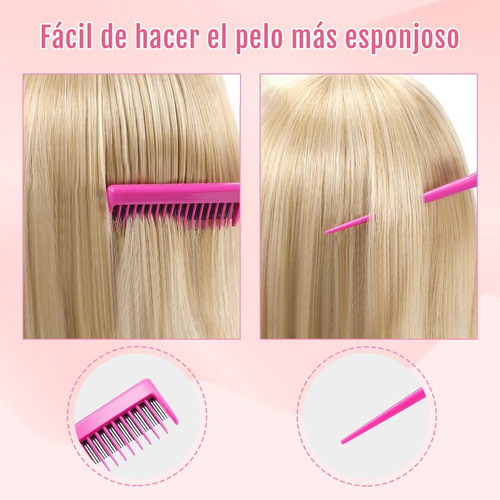 Juego De 10 Peines Para Mujer, Peines Para Niña, Color Rosa