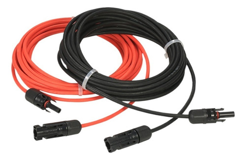 1 Par 20 Pies Cable Extensión Panel Solar 10awg Negro + Rojo