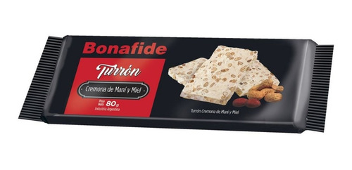 Imagen 1 de 5 de Turrón Bonafide Mani Miel Cremona 80 Pack X2u La Golosineria