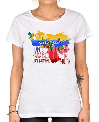 Remera De Mujer Mapa De Venezuela Paraiso Mujer Playa Flo