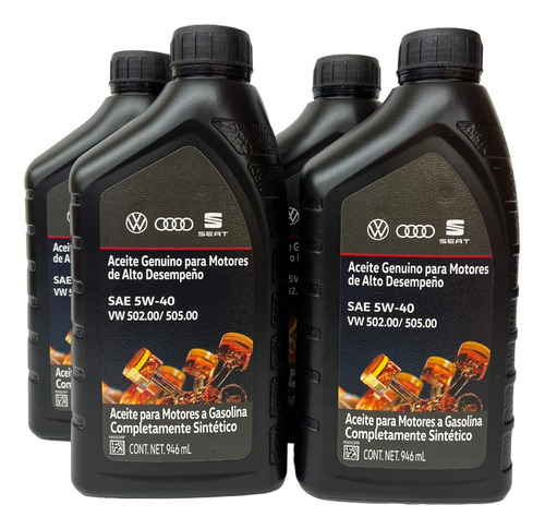 Aceite Original Vw, Seat, Audi 5w-40 Sintético Pack 4 Litros