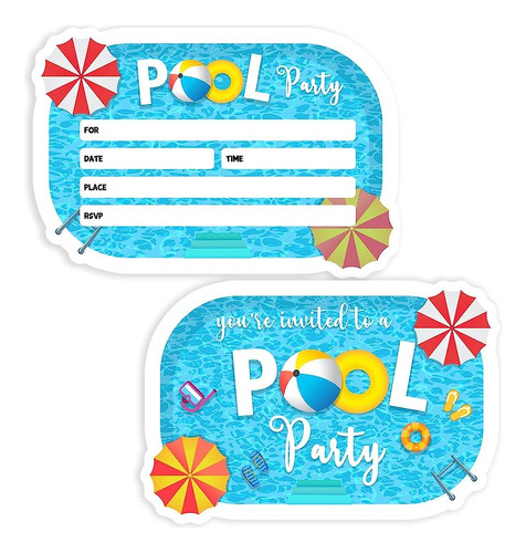 Tarjeta De Invitación A La Fiesta De Cumpleaños En La Piscin