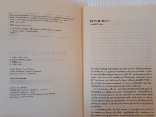 Educar Para El Mercado Daniel Filmus Compilador Octubre
