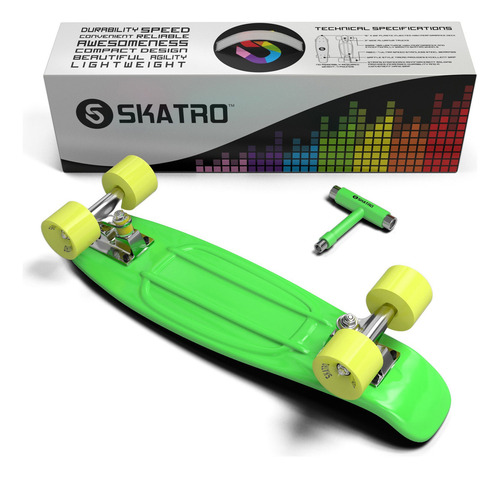 Skatro - Mini Cruiser Skateboard Tabla De Plástico De Estilo
