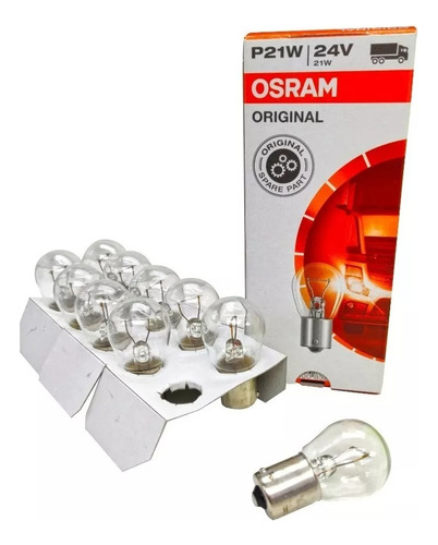 Caja Con 10 Focos Osram Original P21w 24v 21w