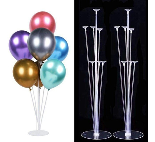 Base Plastica Transparente Para 7 Globos Latex Decoracion