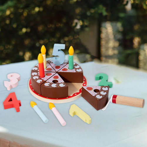Toy De Pastel De Cumpleaños De Madera Juguetes De Té De