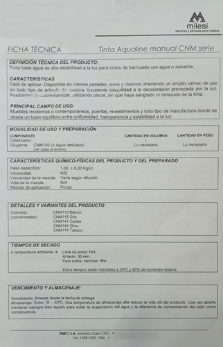 Tinta Aqualine Milesi 100 Ml Para Madera Gris Cálido/blanco