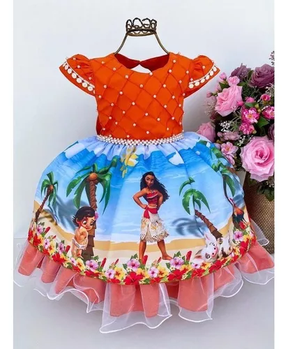 Vestido Luxo Moana Baby Laranja - R$ 62