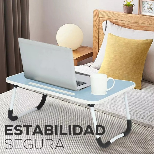 Mesa Plegable De Madera Para Laptop Y Desayuno 60 Cm Azul