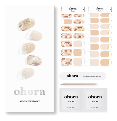 Ohora - Tira De Uñas De Gel Real De Color Beige, 30 Piezas.