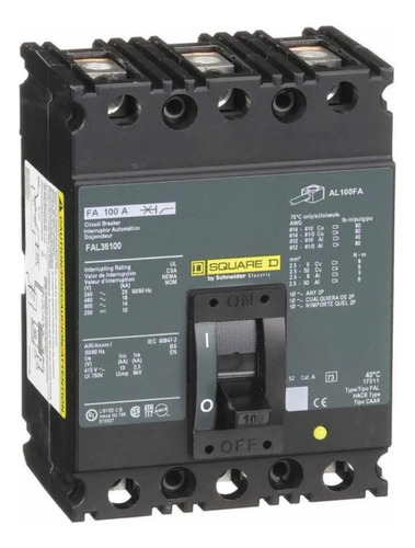 Interruptor Termagnetico Fal36100 3 P. 600v. 100amp Squared Frecuencia 60hz