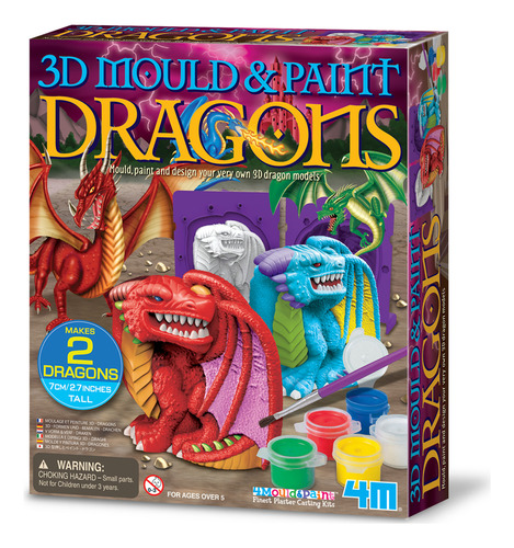 Juego Educativo 4m Moldear Y Pintar Dragones 3d En Yeso