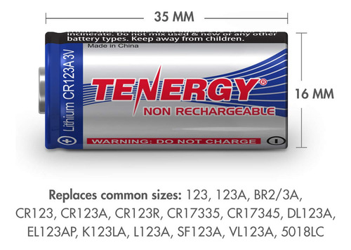 Tenergy Propel 3v Cr123a Bateria De Litio De Alto Rendimient