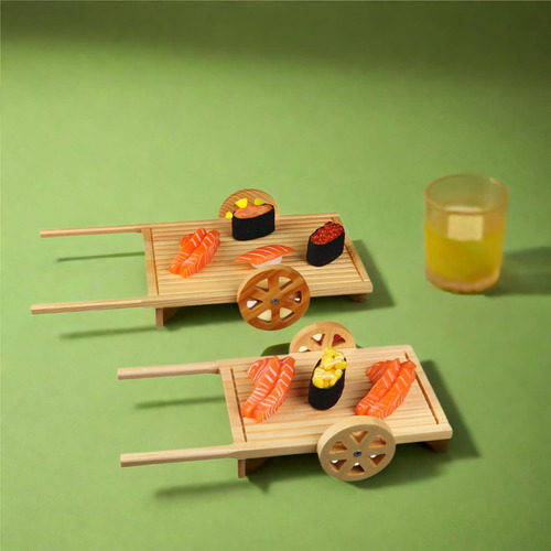 Carrito De Exhibición De Sushi, Soporte De Madera 36cmx17cm